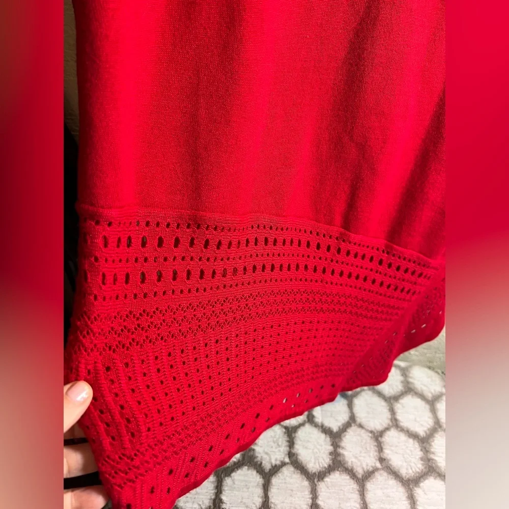 Kim Rogers Red Crochet Sweater 1X holiday